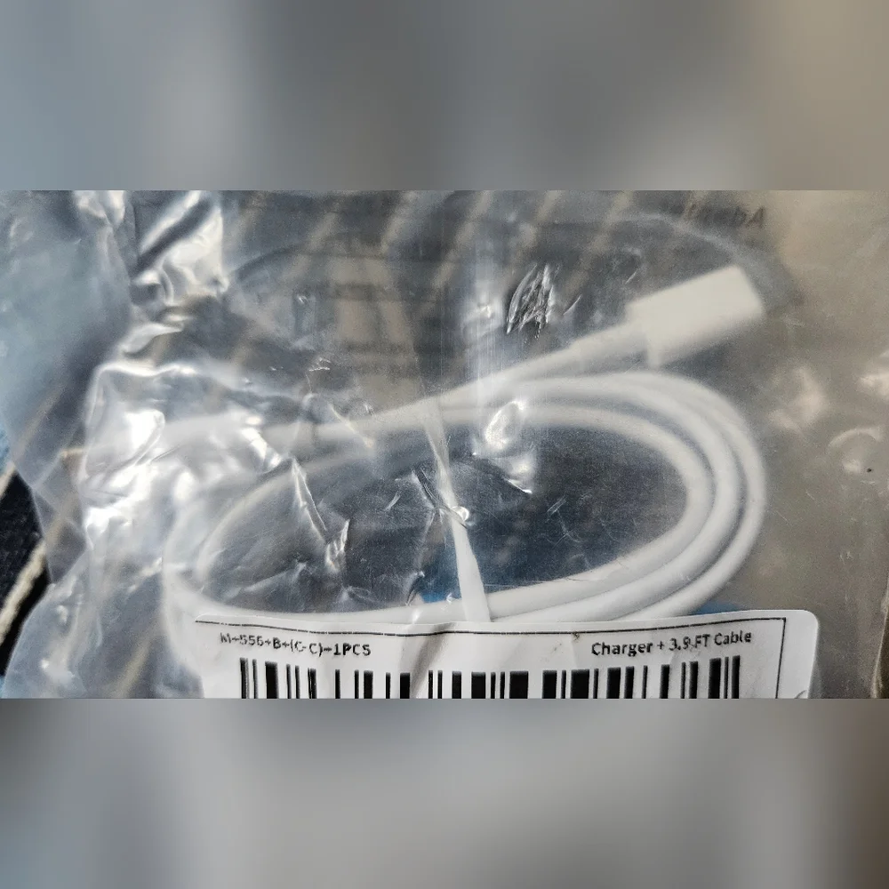 NWT USB-C Blue & White Power Adapter, 3.9 Feet Cord, Never Opened Or Used.
